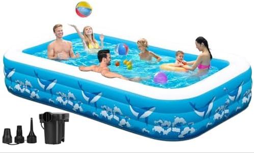 Large Inflatable Swimming Pool for Adults Kids - 130"x72"x22" Blow Up Pools Kiddie Pool with Pump, Oversized Thickened Family Inflatable Pools for Backyard Outdoor Garden Outdoor Summer Water Party