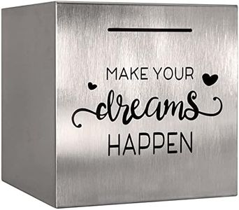 Piggy Bank Made of Stainless Steel, Piggy Banks for Adults Coin Bank ,Can Only Save The Piggy Bank That Cannot be Taken Out (4.72"X4.72"X4.72")