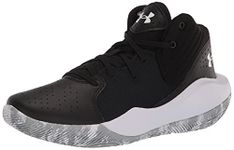 Under Armour Unisex-Child Grade School Jet '21 Basketball Shoe, Black/White, 4.5 Big Kid