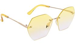 AISLIN UV Protected Rim-Less Unisex Butterfly/Wayfarer Sunglasses - (Yellow Lens | Gold-Yellow Frame | Medium Size | AS-8927-89) - Pack of 1