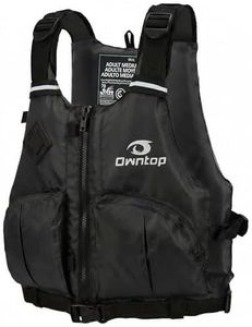 Owntop Women & Men Swim Vest for Kayaking & Paddle Sports, Adjustable Swimming Vest for Adult, Large Armhole Swim Jacket with Waist Strap for Fishing & Boating (Black, XL/XXL)