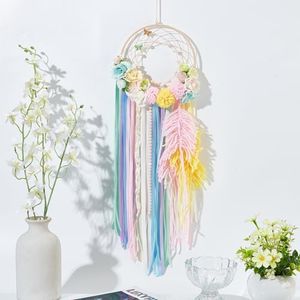 INFUNLY DIY Dream Catcher Making Kit Handmade Dream Catcher for Home Decor Make Your Own Dream Catcher with Butterfly Flowers Hanging Ornament Decoration Blessing Gift with Colorful Tassel Ribbon