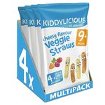 Kiddylicious Cheesy Veggie Straws - Delicious Snacks for Kids - Suitable for 9+ Months - 4 Packs of 4 (16 Total)