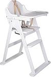 Safetots Deluxe Putaway Folding Wooden High Chair, White, Highchair for Baby and Toddler, Pre-Assembled, Stylish, Practical, and Space Saving High Chair