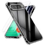 kalibri Case Compatible with Google Pixel 10 / Pixel 10 Pro Cover - Soft Smartphone Case - with 2X Tempered Glass Screen Protectors - Transparent