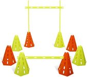 YES4ALL Agility Cones Hurdle Set 4 Green Cones + 4 Orange Cones + 4 Green Bars