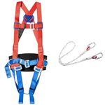 Portwest 2 Point Comfort Harness, Size: One Size, Colour: Red, FP14RER & Single Rope Restraint Lanyard, Size: One Size, Colour: White, FP24WHR,150cm