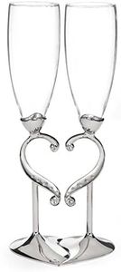 Hortense B. Hewitt Champagne Toasting Flutes Wedding Accessories, Linked Love, Set of 2