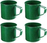 Darware Enamel Camping Coffee Mugs (Set of 4, 16oz, Green); Metal Cups for Hiking, Travel, Fishing, Picnics, and Hunting; Lightweight and Portable