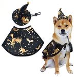 Pet Halloween Outfits Dog Halloween Costumes Halloween Pet Clothes with Adjustable Witch Hat Capes Costume for Small Medium Dogs Cats Halloween Christmas Party