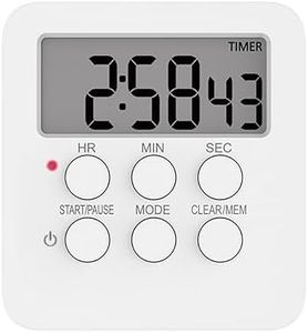 Magnetic Kitchen Digital Timer Clock Alarm with Mute/Loud Alarm Switch,3 in 1 Multifunctional 24H Count UP/Down Timer,Large LCD Display Memory Function Digital Timer for Cooking Learning(White)