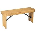 Flash Furniture Hercules 40" x 12" Folding Farm Bench, Solid Pine Entryway Bench in Light Natural