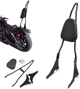 PBYMT Black Detachable Passenger Sissy Bar Backrest Pad Compatible for Harley Davidson Sportster XL1200 XL883 2004-2024