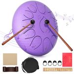 Steel Tongue Drum, Sunowl 12 Inch 13 Note Tongue Drum C Key, Handpan Drum Instrument for Beginners Children Adults, Rain Drum for Meditation Yoga Musical Education, Purple