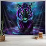 DYNH Psychedelic Tiger tapestry, Neon Tiger Art Wild Animal Wildlife Decor Tapestry Wall Hanging，Trippy Blacklight Galaxy Space Decor for Bedroom Men Kids Backdrop Posters for College Dorm, 60X40