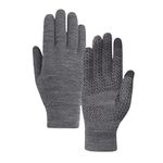 Terramar Adult Merino Wool Glove Liner, Charcoal Heather, Medium