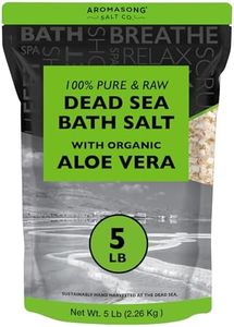 Aromasong 5 lbs Raw Dead Sea Salt with Organic Aloe Vera, not Cleaned, Still Contains All Dead sea Minerals Including Dead sea Mud, Fine Medium Grain Large resealable Bulk Pack (Packaging May Vary)