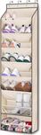 KEETDY Over The Door Shoe Organizer Fit 20 Pairs Sneakers Large Hanging Shoe Organizer for Closet Door Storage Boots, Beige
