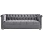 Modway Heritage Tufted Performance Velvet Upholstered Chesterfield Sofa with Nailhead Trim in Gray