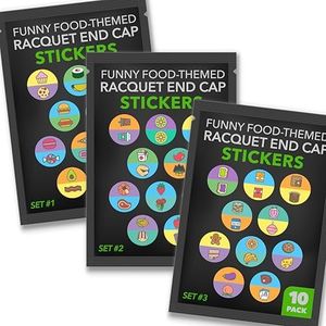 Food-Themed Tennis Racquet End Cap Stickers Vinyl Sports Decals for Tennis Players - Durable & Waterproof Racket Sports Gift (Pack of 10) ((3-Pack))
