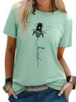 Dresswel Women Bee Kind T-Shirt Ladies Bee Graphic Shirt Crew Neck Short Sleeve Summer Tee Tops(1-Olive, XXL)