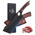 Dream Reach Meat Cleaver, 6.9 inch Black Meat Cleaver Boning Knife, High Carbon Steel Sharp Kitchen Forged In Fire Knife with Sheath Gift Box Bottle Opener for Outdoor Camping