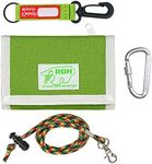 Rough Enough Kids Wallet for Boys with Zipper Coin Pouch Card Holder Lanyard Strap Keychain Green Canvas