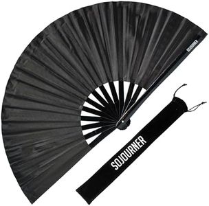 SoJourner Bags Black Rave Fan - Large Folding Clack Fan for Men and Women - Rave Accessories for EDM, Line Dancing, Cosplay, Concerts and More