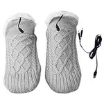 Anwangda USB Electric Heated Foot Warmers Winter Thick Plush Foot Heater Thermal Heating Pad Cushion Heat Feet Warmer Boots Shoes for Men Women Home Office(Grey)(Grey)