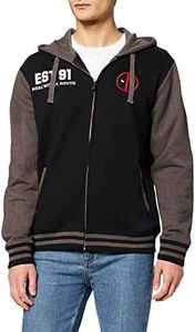 Marvel MEPOOLXTD020 Sweatshirt à Capuche, Noir/Anthracite Melange, S Homme