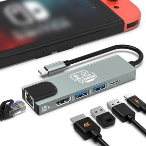 USB C Hub, Ethernet Adapter HDMI Docking Station for Nintendo Switch/Switch OLED/MacBook/iPad/iPhone/Android Phone/Laptop, 5in1 Port Portable Multiport TV Adapter Samsung Dex Electronic Accessories