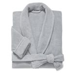 Brooklinen Luxury Cotton Bath Robe, Ultra Soft, Adjustable & Machine Washable – Premium Turkish Plush Robes for Women & Men, Smoke Gray, XS