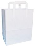 50 White"Large" SOS Takeaway Paper Carrier Bags 250x300x135mm - Choose Your Size and Quantity