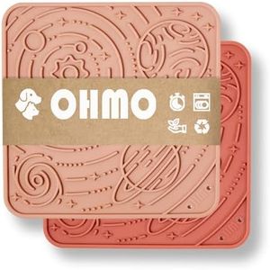 OHMO Lick Mat for Dogs and Cats(Large, Erythrinus&Pink, 2pcs) Enrichment Accessories Toy Space Star Easy Clean Pet Slow Feeder with Suction Cups, Licking Pad for Anxiety Relief and Boredom Reduction