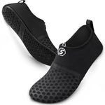 SEEKWAY Water Shoes Women Men Quick-Dry Beach Aqua Socks Barefoot Non Slip Swim Pool Outdoor Surf River Lake Yoga SK001 Black Size 8.5-9.5 W/7.5-8.5 M