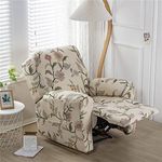 Highdi Recliner Chair Covers with Pockets for Electric Chair, 4 Pieces Floral Stretch Recliner Sofa Slipcovers Non Slip Reclining Sofa Cover Furniture Protector(Beige Classic)