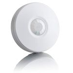 SEBSON PIR Sensor Outdoor IP65, Surface Ceiling mounted, Infrared Motion Detector, LED light suitable, Range 8m / 360°, max. 2000/1000W, white