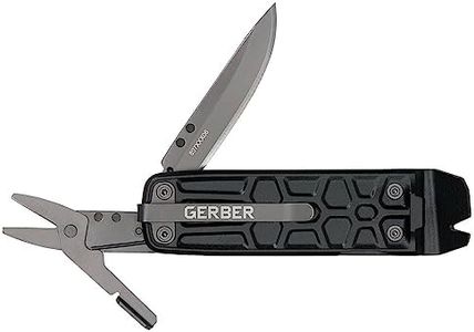 Gerber Multiherramienta con 7 funciones, navaja con hoja lisa y clip para cinturón, Lockdown Slim Pry, fundición/5Cr15MoV, Onyx, 30-001735