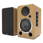 AZATOM Equinox 2 M4 Powered Bookshelf Hifi Speakers, 2.0 Active, Bluetooth, Wired, Wooden Enclosure, Perfect for Music, Vinyl records, Home Theatre, Gaming, Laptops, PC, 80 Watts (Oak)