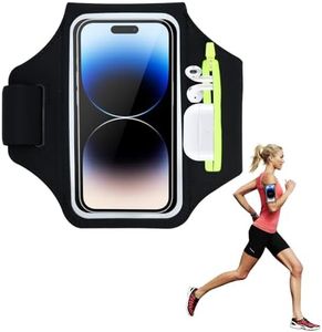 Running Phone Holder, Phone Armband with Zipper Pocket for iPhone 17/16/15/14/13/12 Pro Max/Galaxy S24+/S23/S22, Adjustable Sweatproof and Waterproof Sports Arm Band, for Running Fitness Up to 6.9''