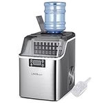 LIVINGbasics Ice Maker Countertop, Dual Way Water Filling, 3.2L Stainless Steel Ice Machine, 44lbs Per Day, 24 Cubes Ready in 14 Mins & Self-Cleaning Function, Ice Thickness Controlling, Silver