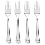 Prestee 300 Silver Plastic Forks Heavy-Duty, Heavyweight Plastic Silverware Forks, Fancy Plastic Cutlery, Elegant Disposable Forks Pack, Bulk Disposable Flatware, Silver Forks for Christmas Holiday