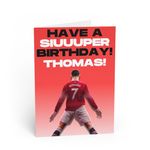 Cristiano Ronaldo Football Birthday Card - Anniversary Card - Football Birthday Card For Son - Football Fan Birthday Card - Personalise Name For Free