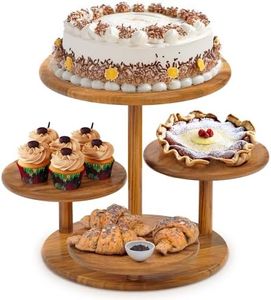 HURZMORO 4 Tier Round Cupcake Tower Stand for 50 Cupcakes,Wood Cake Stand with Tiered Tray Decor,Farmhouse Tiered Tray Decor,Cupcake Display for Birthday Graduation Baby Shower Tea Party