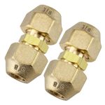 Timsec 2Packs AC Copper Pipe Extension Joint Connectors, 3/8-Inch Air Conditioning Pipe Coupling Adapters with Flare Nuts and Connectors, Free Welding, For Butt Copper Tube Diameter 3/8" (9.53mm)