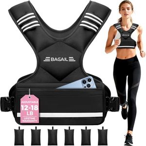 BAGAIL Adjustable Weighted Vest, 4-10lb/12-18lb/20-32lb Rucking Vest for Women & Men with 6 Weights & Large Pocket, Weight Vest for Home Workouts, Running, Walking and Strength Training - Black