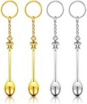 4 Pieces Mini Crown Spoon Keychain 