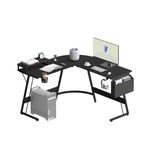 FLEXISPOT L Shaped Gaming Desk 127x127x75cm Ergonomic Corner Gaming Desk Computer Desk Large PC Writing Table with Monitor Stand for Home and Office, Black