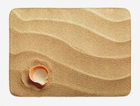 Ambesonne Seashells Bath Mat, Little Seashell on Golden Yellow Sand Sea Coastal Theme Beach Art Print, Plush Bathroom Decor Mat with Non Slip Backing, 30.2" x 20", Sand Brown