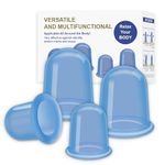 Silicone Cupping Therapy Set, 4 PCS Vacuum Air Suction Cups Cellulite Massage Kit for Body Face Health Beauty Home Care, Relief Muscle Tension Pain - Blue